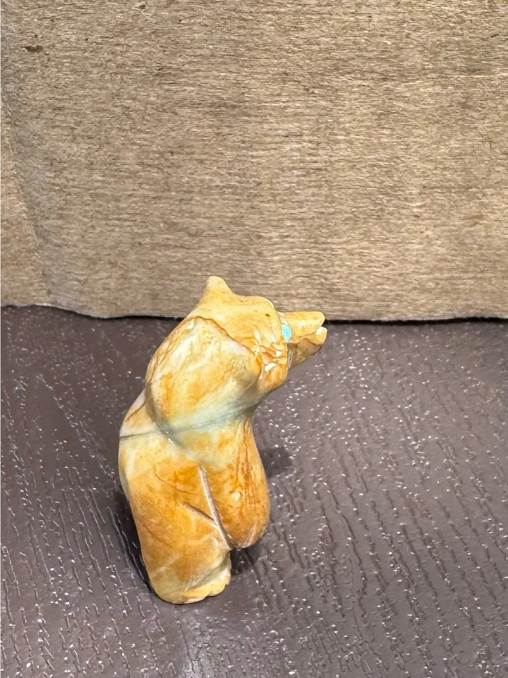 Handcrafted Yellow Stone Bear Figurine for Small Pets Decor - Picture 2 of 4